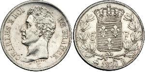 5 Franc Reino de Francia (1815-1830) Plata Carlos X de Francia (1757-1836)