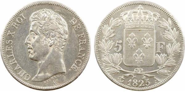 5 Franc Reino de Francia (1815-1830) Plata Carlos X de Francia (1757-1836)