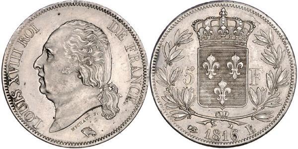 5 Franc Reino de Francia (1815-1830) Plata 