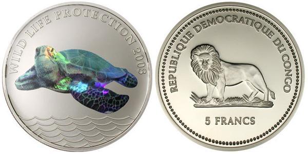 5 Franc República Democrática del Congo Plata 