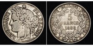 5 Franc Segunda República Francesa (1848-1852) Plata 