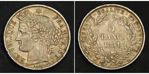 5 Franc Segunda República Francesa (1848-1852) Plata 