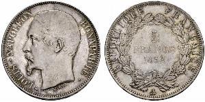 5 Franc Segunda República Francesa (1848-1852) Plata Napoleon III (1808-1873)