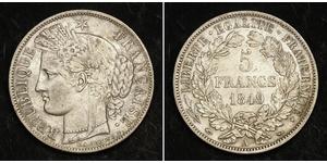 5 Franc Segunda República Francesa (1848-1852) Plata 