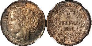 5 Franc Segunda República Francesa (1848-1852) Plata 