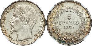 5 Franc Segunda República Francesa (1848-1852) Plata Napoleon III (1808-1873)