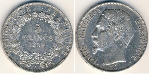 5 Franc Segunda República Francesa (1848-1852) Plata Napoleon III (1808-1873)