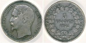 5 Franc Segunda República Francesa (1848-1852) Plata Napoleon III (1808-1873)