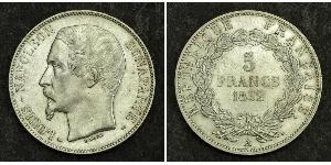 5 Franc Segunda República Francesa (1848-1852) Plata Napoleon III (1808-1873)