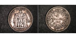 5 Franc Segunda República Francesa (1848-1852) Plata 