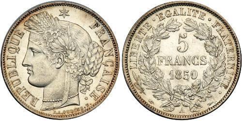 5 Franc Segunda República Francesa (1848-1852) Plata 