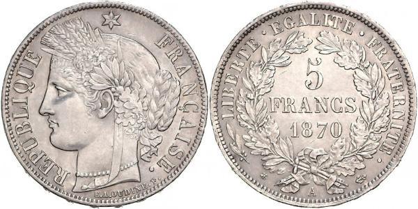 5 Franc Segunda República Francesa (1848-1852) Plata 