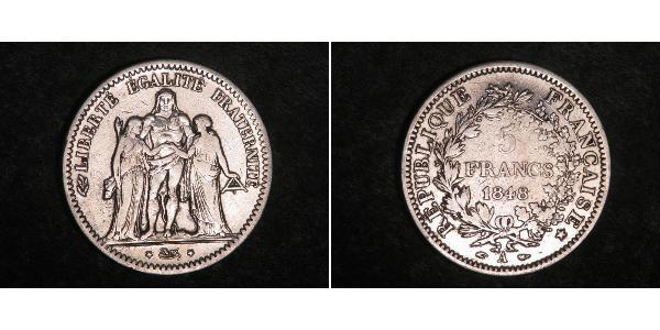 5 Franc Segunda República Francesa (1848-1852) Plata 