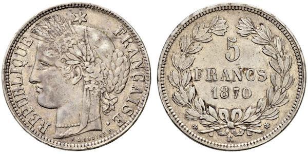 5 Franc Segunda República Francesa (1848-1852) Plata 