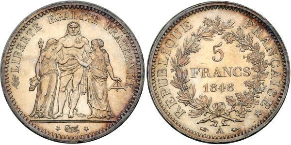 5 Franc Segunda República Francesa (1848-1852) Plata 