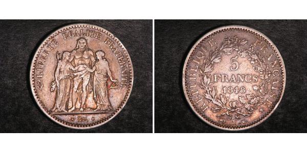5 Franc Segunda República Francesa (1848-1852) Plata 