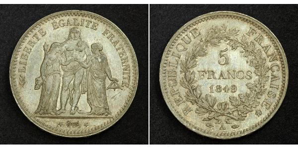 5 Franc Segunda República Francesa (1848-1852) Plata 