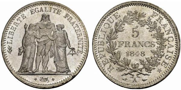 5 Franc Segunda República Francesa (1848-1852) Plata 