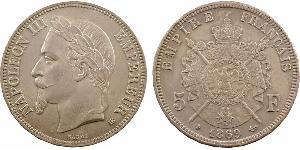 5 Franc Segundo Imperio francés (1852-1870) Plata Napoleon III (1808-1873)