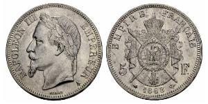 5 Franc Segundo Imperio francés (1852-1870) Plata Napoleon III (1808-1873)