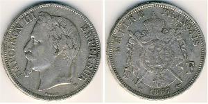 5 Franc Segundo Imperio francés (1852-1870) Plata Napoleon III (1808-1873)