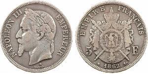5 Franc Segundo Imperio francés (1852-1870) Plata Napoleon III (1808-1873)
