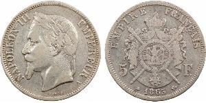 5 Franc Segundo Imperio francés (1852-1870) Plata Napoleon III (1808-1873)