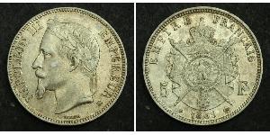 5 Franc Segundo Imperio francés (1852-1870) Plata Napoleon III (1808-1873)