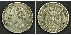 5 Franc Segundo Imperio francés (1852-1870) Plata Napoleon III (1808-1873)