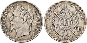 5 Franc Segundo Imperio francés (1852-1870) Plata Napoleon III (1808-1873)