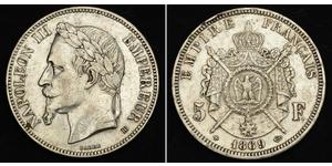 5 Franc Segundo Imperio francés (1852-1870) Plata Napoleon III (1808-1873)