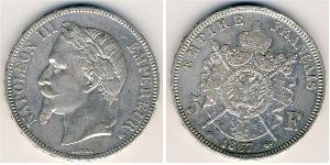 5 Franc Segundo Imperio francés (1852-1870) Plata Napoleon III (1808-1873)