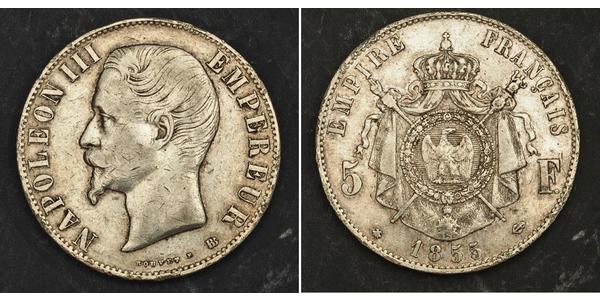 5 Franc Segundo Imperio francés (1852-1870) Plata Napoleon III (1808-1873)