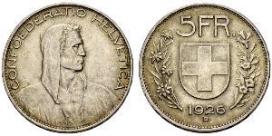 5 Franc Suiza Plata 