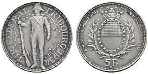 5 Franc Suiza Plata 