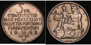 5 Franc Suiza Plata 