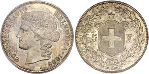 5 Franc Suiza Plata 