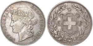 5 Franc Suiza Plata 