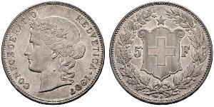 5 Franc Suiza Plata 