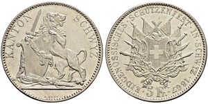 5 Franc Suiza Plata 