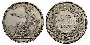 5 Franc Suiza Plata 