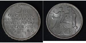 5 Franc Suiza Plata 