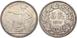 5 Franc Suiza Plata 