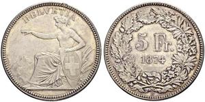 5 Franc Suiza Plata 