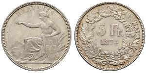 5 Franc Suiza Plata 