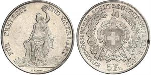 5 Franc Suiza Plata 