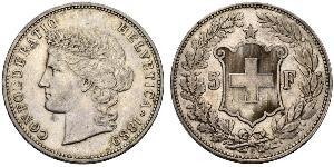 5 Franc Suiza Plata 