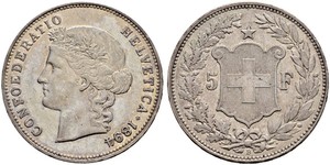 5 Franc Suiza Plata 