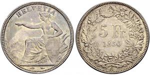 5 Franc Suiza Plata 