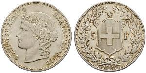 5 Franc Suiza Plata 